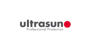 Logo mit dem Wort ultrasun in fetten grauen Kleinbuchstaben, einem roten Punkt am Ende und dem Schriftzug Professional Protection in kleinerer grauer Schrift darunter.