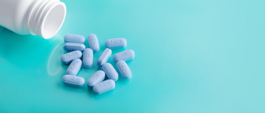 Open bottle of prescription PrEP Pills for Pre-Exposure Prophyla