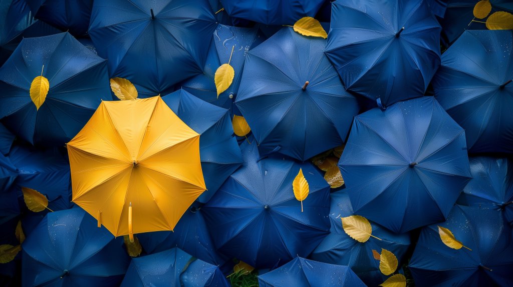 &lsquo;Unique umbrella in a crowd of similar ones&rsquo;